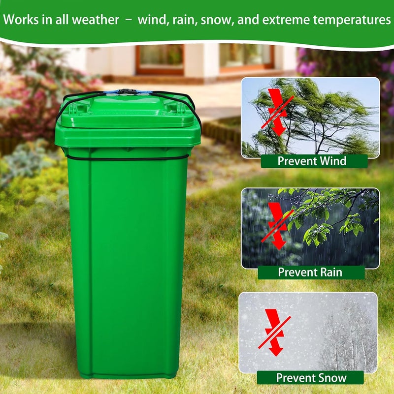 Foxmox Trash Can Locks for Animals - 2PCS Garbage Can Lid Locks with Heavy Duty Bungee for Raccoons Proof,Bears Proof and Wind-Resistant for 30-40 Gallon Cans - Image 3